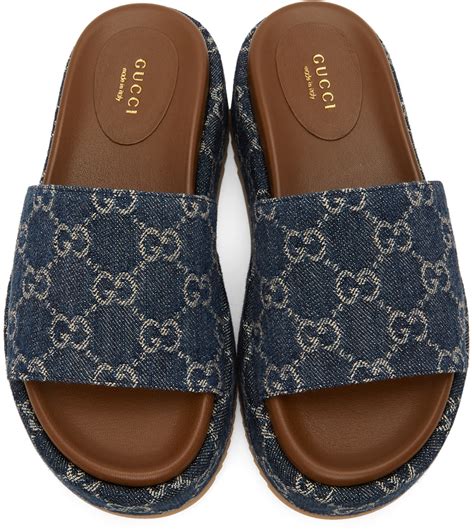 baby blue gucci slides|gucci denim platform slides.